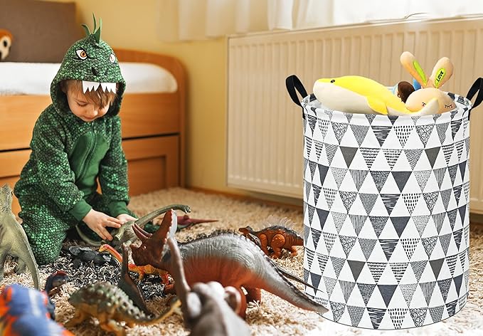 Baby Waterproof Storage Basket Kids Hamper Nursery Bins Organizer Gift Toy Box Laundry Basket for Women Large Canvas Collapsible Chest for Home/Dorm/Office/Room Decor