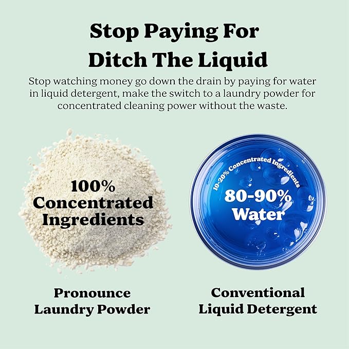 Pronounce Laundry Detergent Powder Alternative | Cleaner Ingredients. Safer for Sensitive Skin. Stain + Smell Fighting. With Essential Oils. HE Safe (Peppermint, 120 Loads)