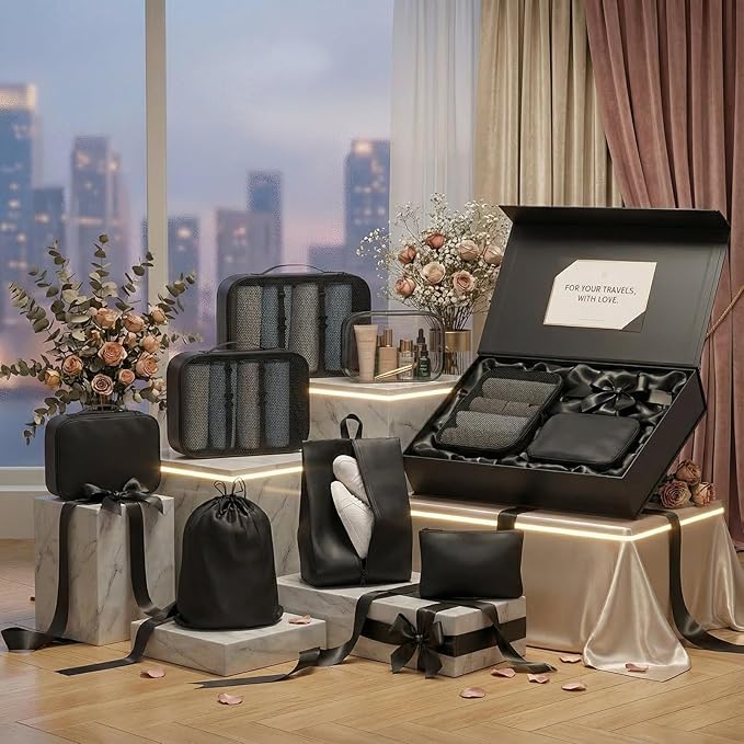 8 Set Packing Cubes for Travel with Clear Toiletry Bag, Durable Luggage Packing Organizers for Suitcase, Carry-On Accessories, TSA Approved See-Through Cubes, Space-Saving Storage Bags