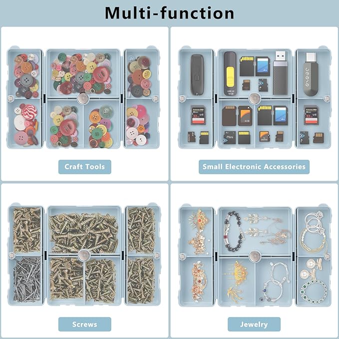 FYY Daily Pill Organizer,2 Pcs 7 Compartments Portable Pill Case Travel Pill Organizer,[Folding Design] Pill Box for Purse Pocket to Hold Vitamins,Cod Liver Oil,Supplements and Medication-Blue
