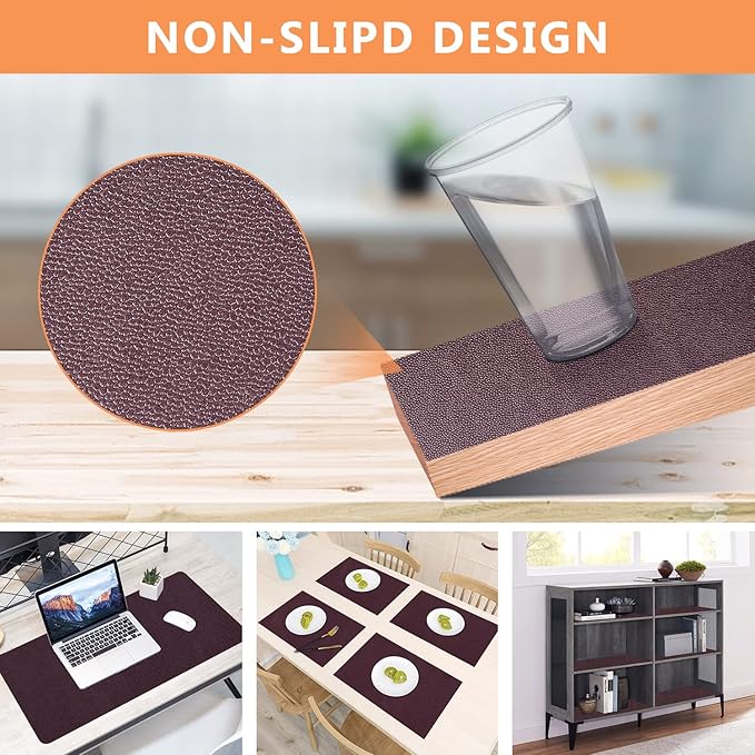 WochiTV Shelf Liner for Cabinets, Drawer Non Adhesive Non Slip Foam Mat for Kitchen, Pantry, Bathroom, Cupboard, Garage, Closet, Shelves, Drawer, Tool Box, Brown 11.8 x 59 inches