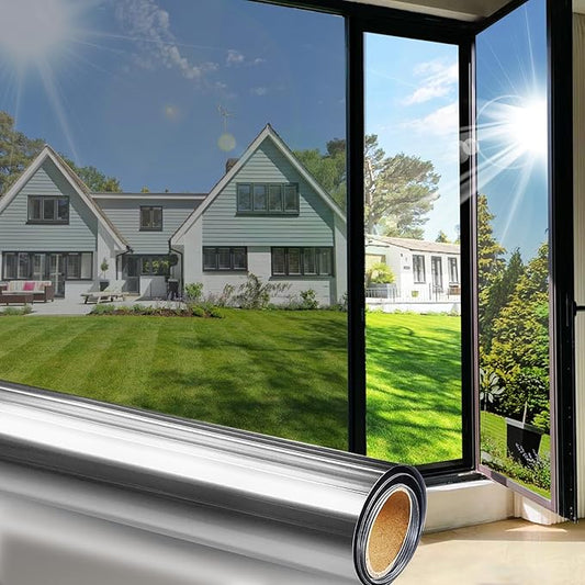 Window Film Privacy One Way Tint for Home Reflective See Out not in Light Heat Blocking for Doors and Windows(Silver 23.6X78.7)
