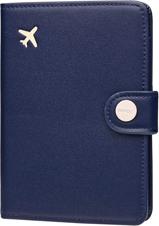 ZOPPEN Passport Holder Women Men, Passport Cover Travel Wallet Rfid Blocking Passport Wallet Cover Case Travel Essentials Document Organizer, Navy Blue