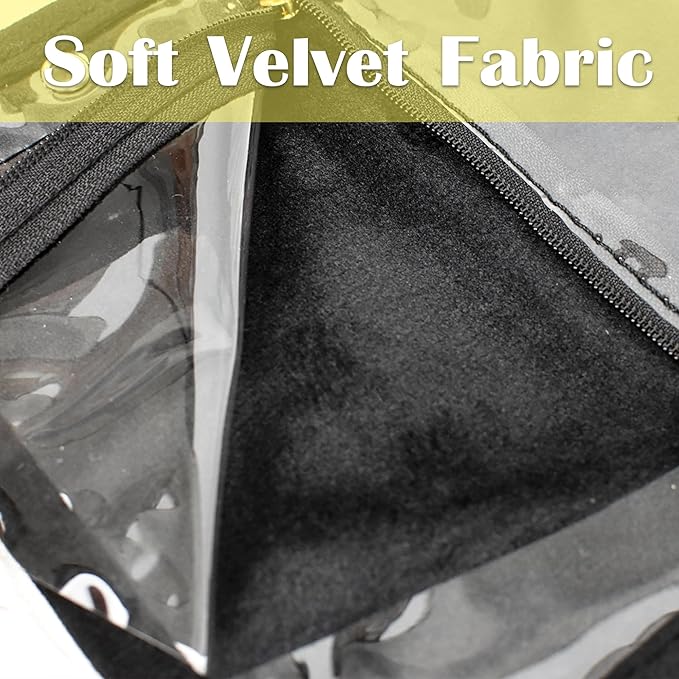 Travel Jewelry Organizer Case, Jewelry Bags for Traveling, Jewelry Binder with 24 Pcs Clear Zipper Velvet Pouches (Inner Pages, 3 PCS)