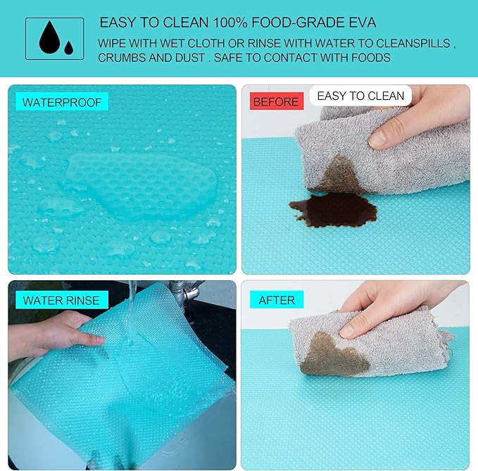 16 Pcs Refrigerator Liners Mats Washable, Refrigerator Mats Liner Waterproof Oilproof, Shinywear Fridge Liners for Shelves, Cover Pads for Freezer Glass Shelf Cupboard Cabinet Drawer (16 Gray)