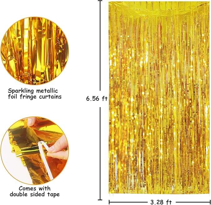 Streamer Party Decorations - 3.28 ft x 6.56 ft Metallic Foil Fringe Curtains Party Streamer Photo Backdrop for Birthday, Wedding, Baby Shower & Holiday Decor