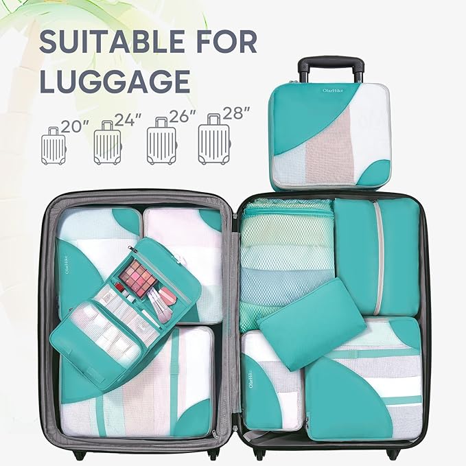 10 Set Packing Cubes for Travel, Gifts for Women & Mom, Anti-Tearing Suitcase Organizer, OlarHike Vacation Essentials & Accessories for Cruise Ship