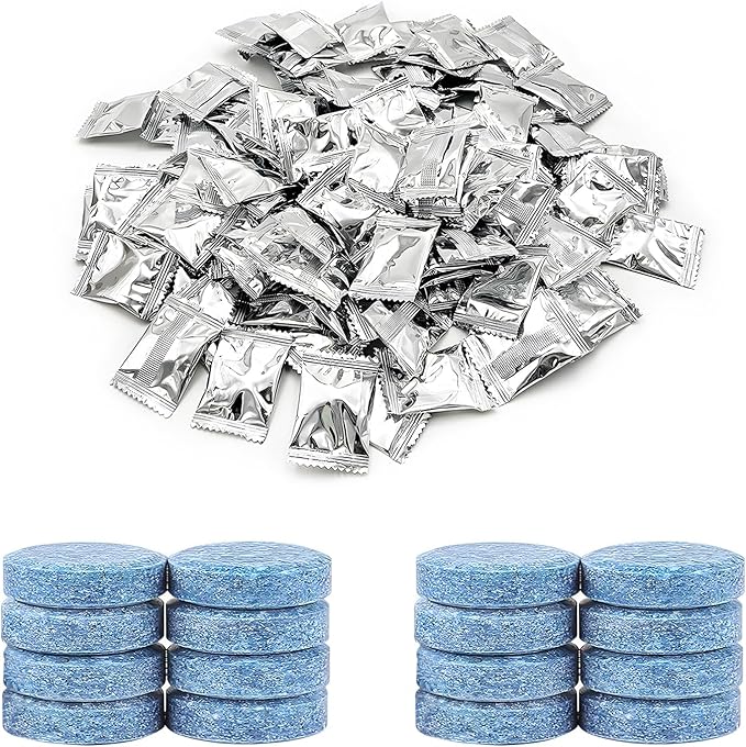 100 PCS Car Windshield Washer Tablets, Windshield Wiper Fluid Concentrate Washer Tablet Glass Cleaner, Solid Effervescent Tablets for Car Window Glass Room Kitchen Cleaning
