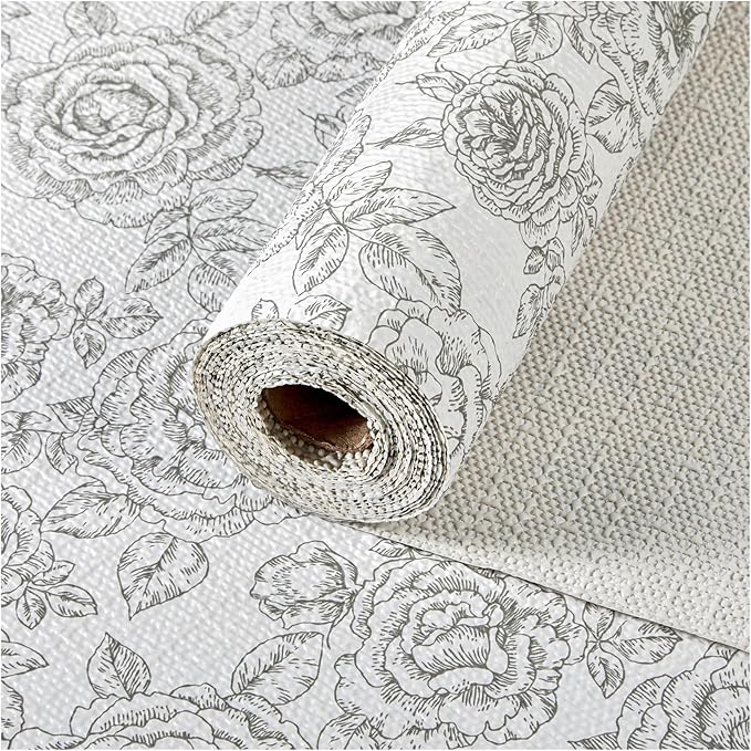 Drawer and Shelf Liner, Non-Slip Kitchen Cabinet Liners Non-Adhesive Thick Strong Grip Waterproof Washable Mats Protect Dresser Shelves Cupboard Bathroom Cabinets, Rose, 12 in X 30 FT