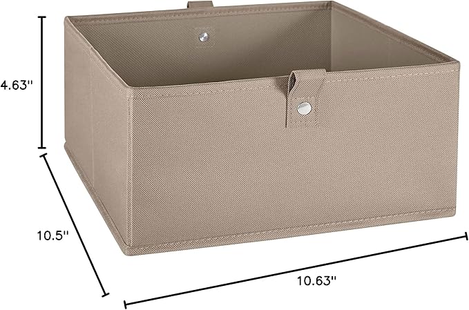 RiverRidge Kids 6pc Folding Storage Bins Set - 10.5”W x 5”H Fabric Boxes with Handles for Closet Organizer & Storage - Taupe Cube Storage Organizer for Toys, Clothes & Crafts - Fits RiverRidge Shelve