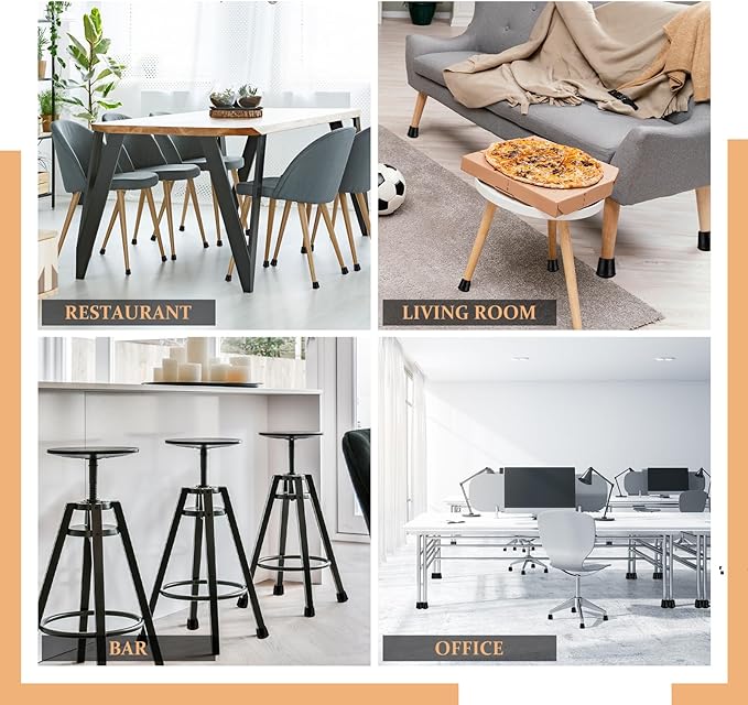 1" Round Rubber Chair Leg Tips Caps, Chair Leg Floor Protectors Furniture Legs Caps Non-Slip Reduce Noise for Hardwood Floors (Black, 12 Pack)