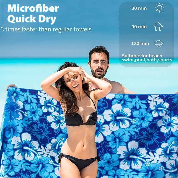TwoYek 6 Pack Microfiber Thin Beach Towel Lightweight 71x32 Oversized Extra Large Sand Free Towels Quick Dry for Travel Pool Yoga Gym Sports Beach Accessories Vacation Essential Gift