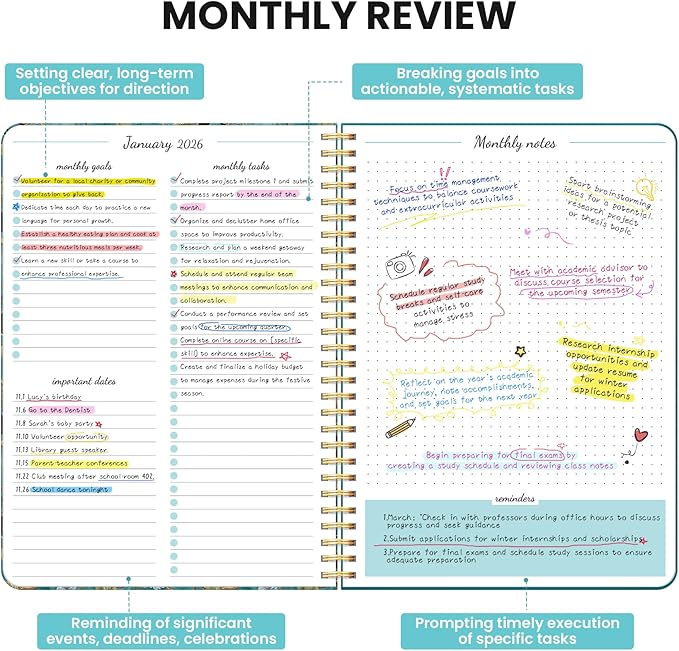 Monthly Planner 2026-2027, 2 Year Months Calendar Planner 2026-2027, Runs from January 2026 - December 2027, 7" x 10", 24 Months, Perfect for School Office Home Planning - Cats in Vine