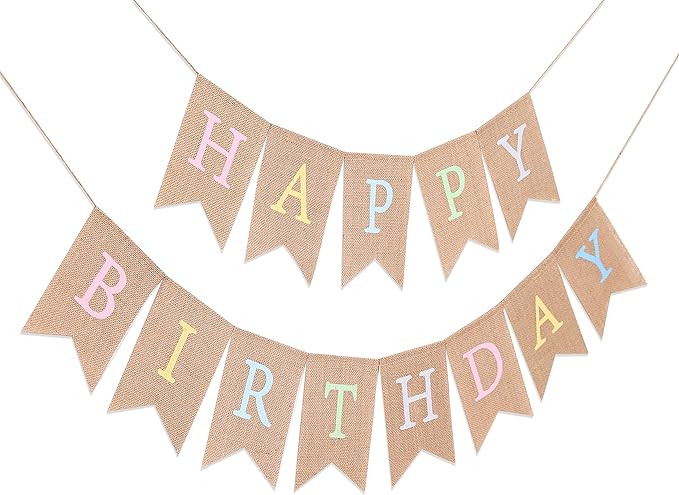 Rainbow Burlap Banner - Pastel Birthday Banner, Personalized 1st Birthday Decor, Photo Prop