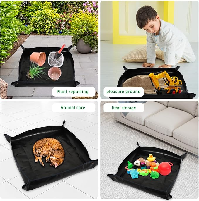 26.8" x 26.8" Plant Repotting Mat Waterproof Transplanting Mat Indoor Succulent Potting Mat Portable Gardening Watering mat Square and Foldable Garden mat