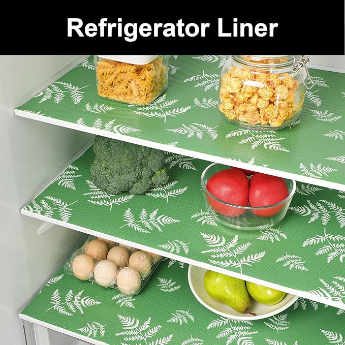 Cooyes Shelf Liners for Kitchen Cabinets Refrigerator Liners Waterproof & Oil-Proof Kitchen Cupboard Liner Drawer Mats EVA Material Non Adhesive Fridge Liner for Shelves（11.8" W x 236" L）