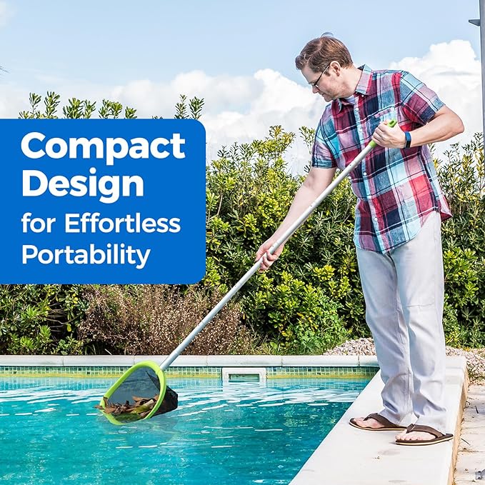 Mowend 【Upgrade】 Pool Net Total Length 6 Feet, Swimming Pool Skimmer Net with 6 Section Telescopic Aluminum Pole for Fast Cleaning Ponds, Hot Tub, and Spas, Pool Cleaner Supplies and Accessories