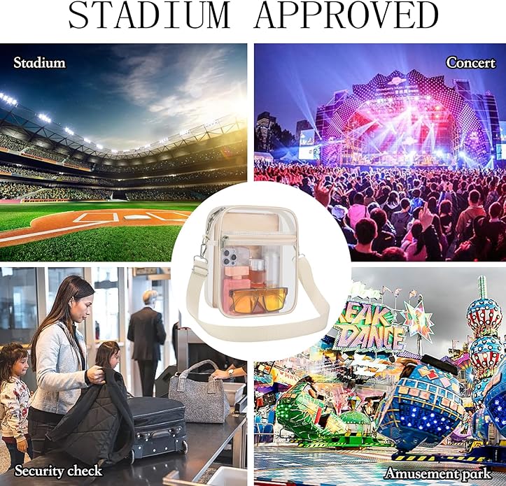 USPECLARE Clear Purse Stadium Transparent Messenger Bag Stadium Approved for Men and Women Clear CrossBody Bag