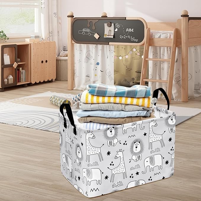 Kids Storage Basket Baby Foldable Toys Organizer Bins Decorative Gifts Bakset Waterproof Nursery Hamper Women Storage Cube Kids Laundry Basket for Home/Dorm/Kitchen/Pet/Office/Closet/Shelf/