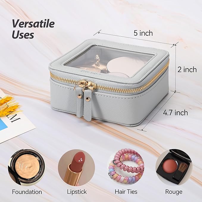 Aveniee Clear Makeup Bag Small, Mini Travel Toiletry Bag Cosmetic Bags Organizer, TSA Approved Clear Makeup Case Pouch with Zipper, Car Essentials for Women Men,Blue