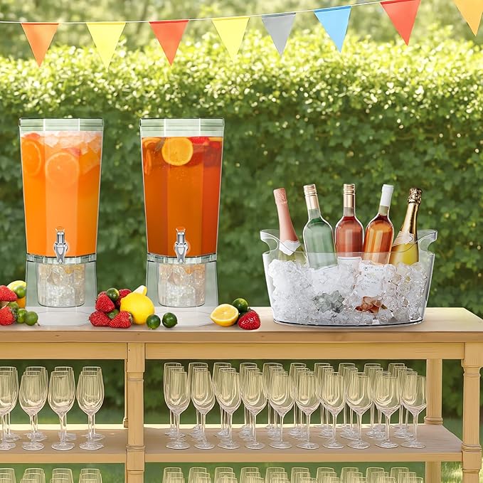 Lifewit 6.5L Ice Bucket for Parties 4 Pcs, Portable Drink Bucket for Cocktail Bar, Plastic Champagne Cooler for Beverage/Wine/Beer, Mimosa Bar Supplies Chiller Tub with Scoop 38 x18x20 cm/15x7x8"