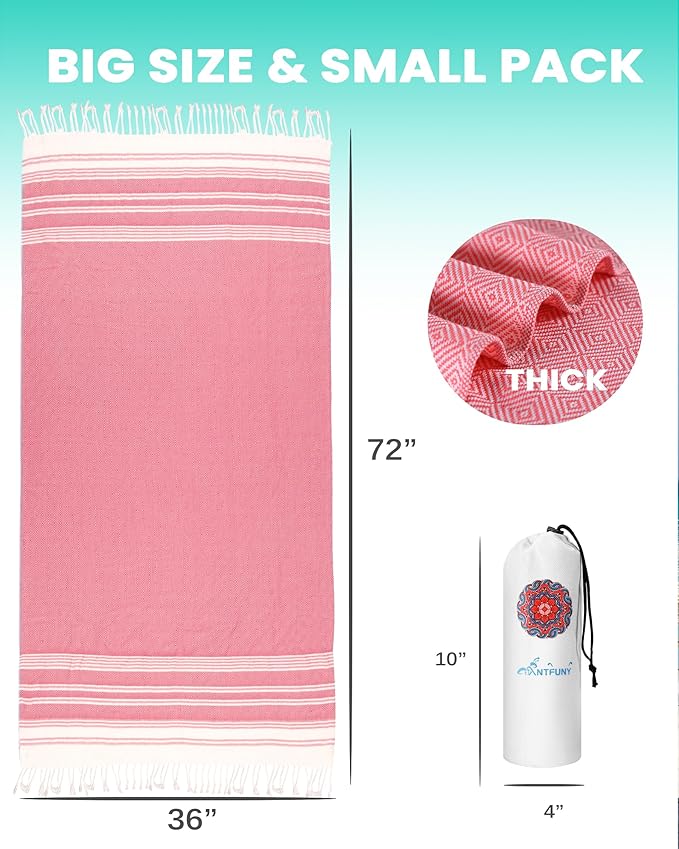 4 Packs Turkish Beach Towels Vacation Essentials Oversized Bath Pool Swim Towel Set Bulk Quick Dry Sand Free Extra Large Xl Big Blanket Adult Travel Cruise Accessories Must Have Clearance Stuff