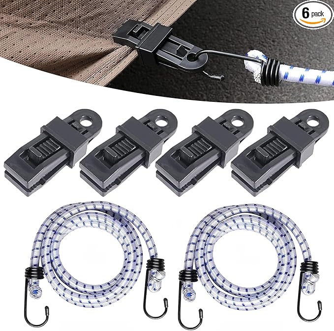 2 PCS Car Wind Protector Cover Gust Straps, 5.08ft Wear-Resistant Automotives Tensile Strap with 4 Windproof Clip, Universal for Most Cars (White)