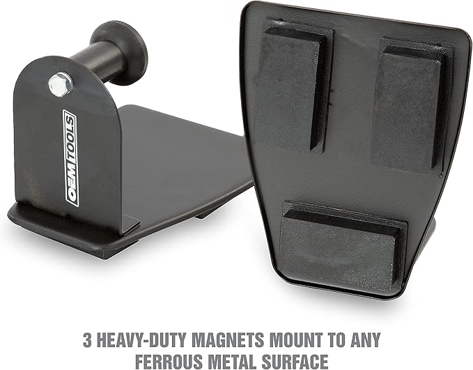OEMTOOLS 24952 Magnetic Paper Towel Holder, Mounts to Toolboxes and Cabinets, Adjustable Magnet Paper Towel Holder, Organizer with Non-Scratch Rubber Magnets