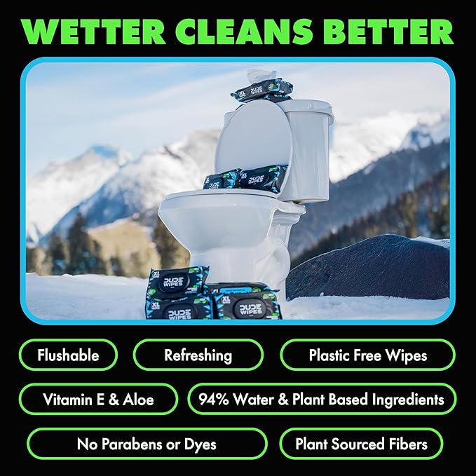 DUDE Wipes MentHOLE XXtreme Flushable Wipes - Menthol Infused Extra-Large Adult Wet Wipes - 1 Pack (48 Count), Travel Pack - Infused with Menthol for a Cooling Sensation - Septic and Sewer Safe