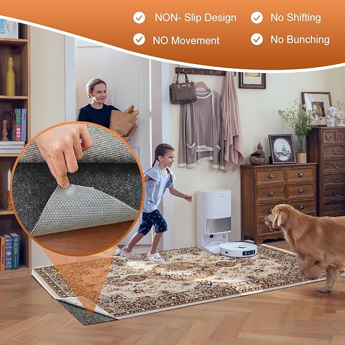 Comfypad - Felt Rug Pad, 2 x 10 Ft Rubber Non-Slip Rug Pad Gripper, Keep Rugs Secure and in Place, Extra Strong Under Carpet Mat Cushion - for All Floors