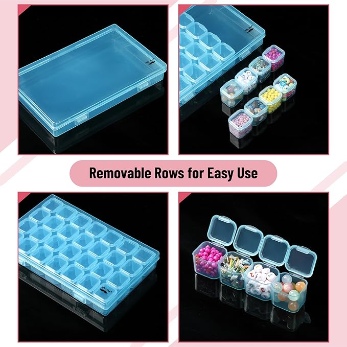 Mr. Pen- Bead Storage Containers, 28 Grids, 2 Pack, Transparent Blue Small Bead Organizer Box