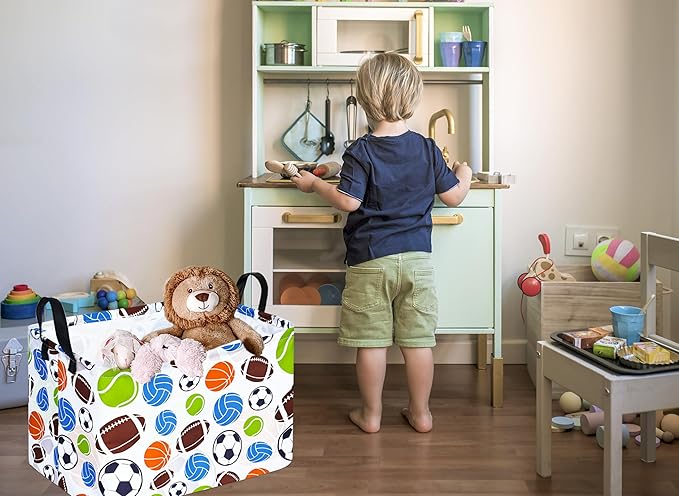 Rec Balls Print Box Hamper Storage Basket Collapsible Organizer Bin Gift Shelf Baskets for Home and Kitchen Storage