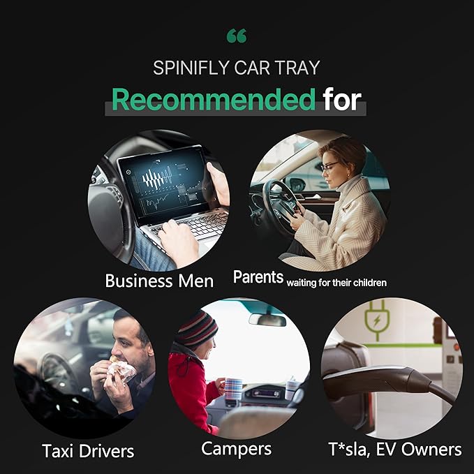 2 in 1 Steering Wheel Tray – Car Tray & Food Table – Car Essentials Double Sided Bamboo Car Desk for Laptop, Eating & Reading – Fits up to 17" Laptop