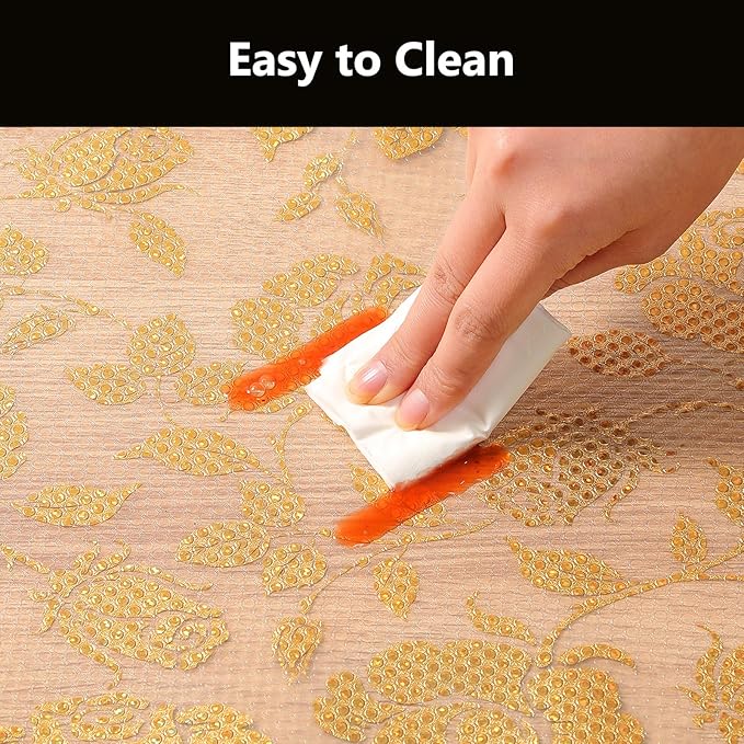 INNOLITES Shelf Liner for Cabinets, Non-Adhesive for Kitchen Drawer Liner, Waterproof Shelf Paper with Floral Pattern, Durable Easy to Clean (Golden Rose, 11.8" x 240")