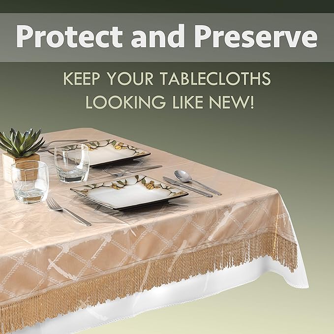 Elaine Karen Clear Plastic Tablecloth 100% Waterproof Table Protector Crystal Clear Plastic Cover for Dining Table Heavy Duty Vinyl, 60" x 120" Rectangle