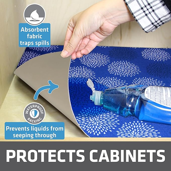 Drymate Premium XL Under Sink Mat, Waterproof Cabinet Protection Mats for Kitchen & Bathroom, Absorbent Shelf Liners, Slip-Resistant, Non-Adhesive, Machine Washable (USA Made)(24”x59”)(GoodBlue)