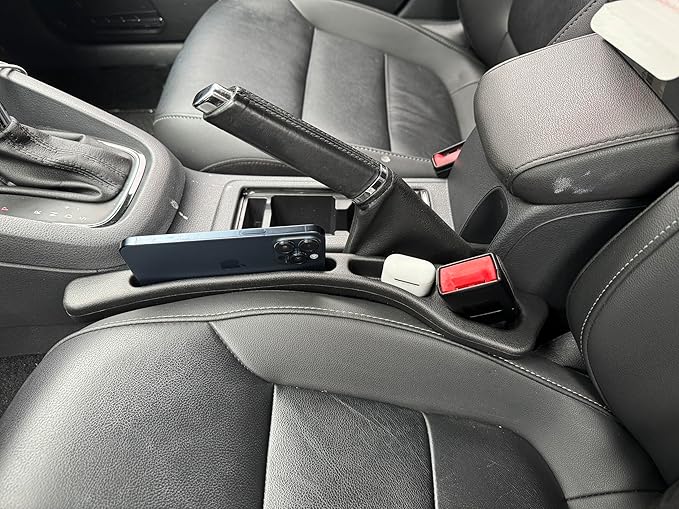 GAWOND 2Pcs Car Seat Gap Filler Organizer, Soft Foam Seat Side Gap Filler with Storage Avoids Things Falling, Universal Fit Car SUV Truck Fill The Gap Between Seat and Console