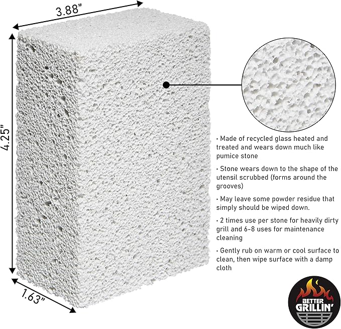 Better Grillin Scrubbin Stone Grill Cleaner-Scouring Brick/Barbecue Grill Brush/Barbecue Cleaner for BBQ, Griddle, 12pk
