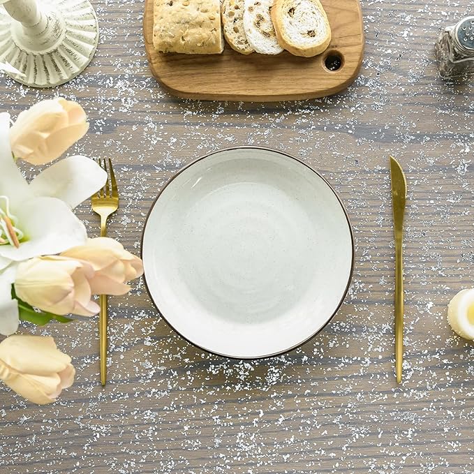 Horaldaily White Silver Gauze Tablecloth 52x70 Inch Rectangular, Silver Sequin Glitter Metallic Foil, Sheer Tulle Cheesecloth for Wedding Baby Shower Ceremony Birthday