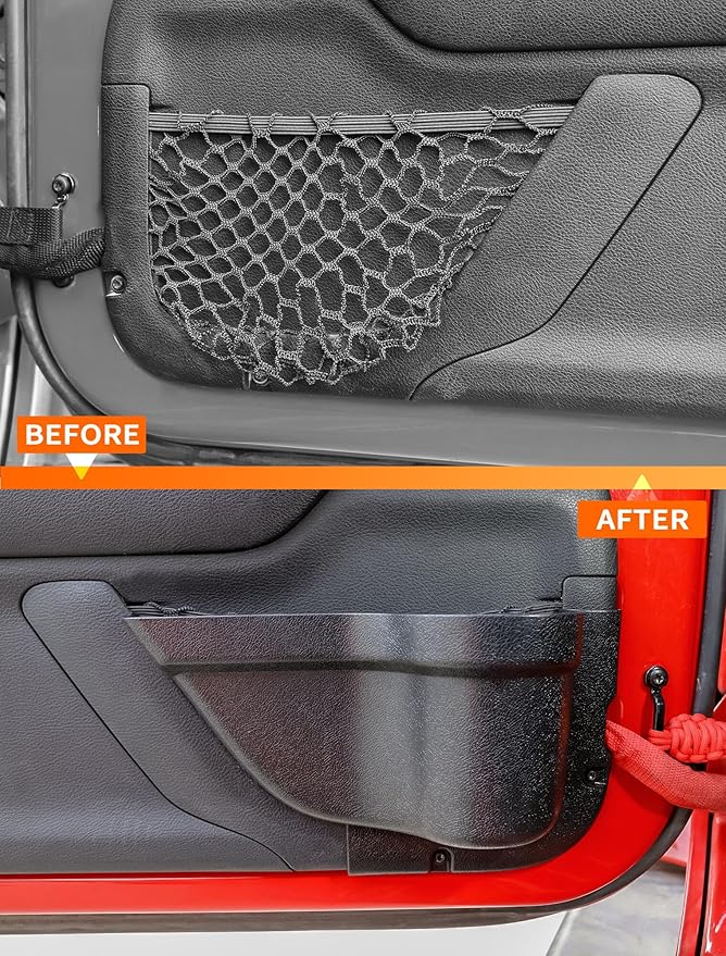 Savadicar DP3 Front Door Storage Pockets, Door Side Insert Organizer Box for 2011-2018 Jeep Wrangler JK JKU 2/4 Door, Interior Storage Expansion Accessories, Black, 2 PCs