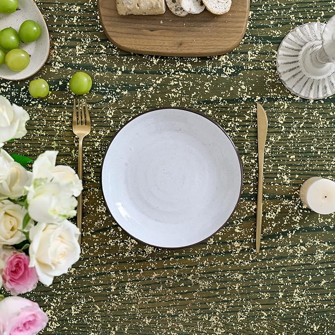 Horaldaily Green Gold Gauze Tablecloth 60x84 Inch Rectangular, Green Sequin Glitter Metallic Foil, Sheer Tulle Cheesecloth for Wedding Baby Shower Ceremony Birthday