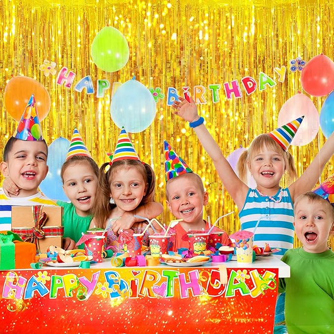 Streamer Party Decorations - 3.28 ft x 6.56 ft Metallic Foil Fringe Curtains Party Streamer Photo Backdrop for Birthday, Wedding, Baby Shower & Holiday Decor