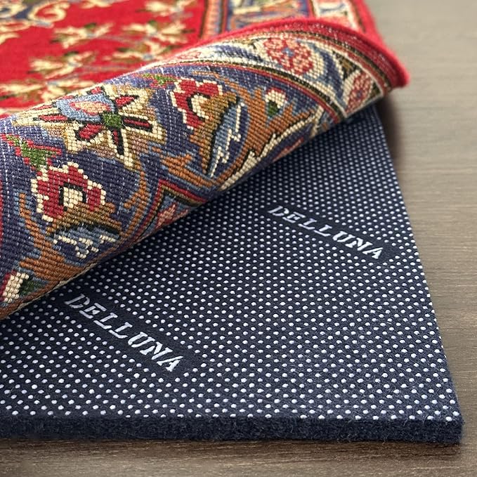 DELLUNA Non-Slip Area Rug Pad 2.5'x13', 3/8" Thick Double-Sided Rubber + Felt, Premium Deluxe Cushioned - Safe for All Floors, Adds Comfort and Protection, Ultra Strong Grip, Stops Rug from Moving.