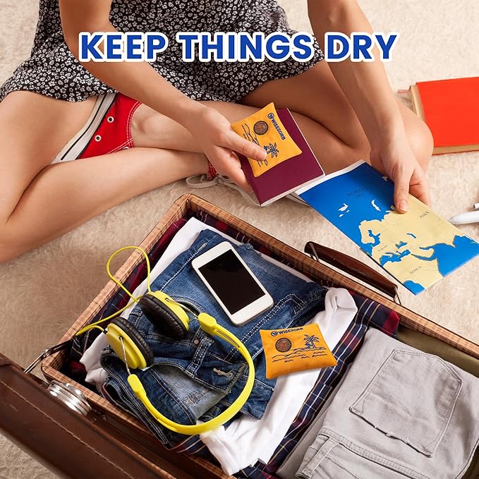 50g x 6 Packs Rechargeable Desiccant Packs, Orange Indicating Silica Gel Packets, Moisture Absorber for Storage, Seeds, 3D Filaments, Electronics, Safes, Luggage - Reusable Dehumidifier Bags