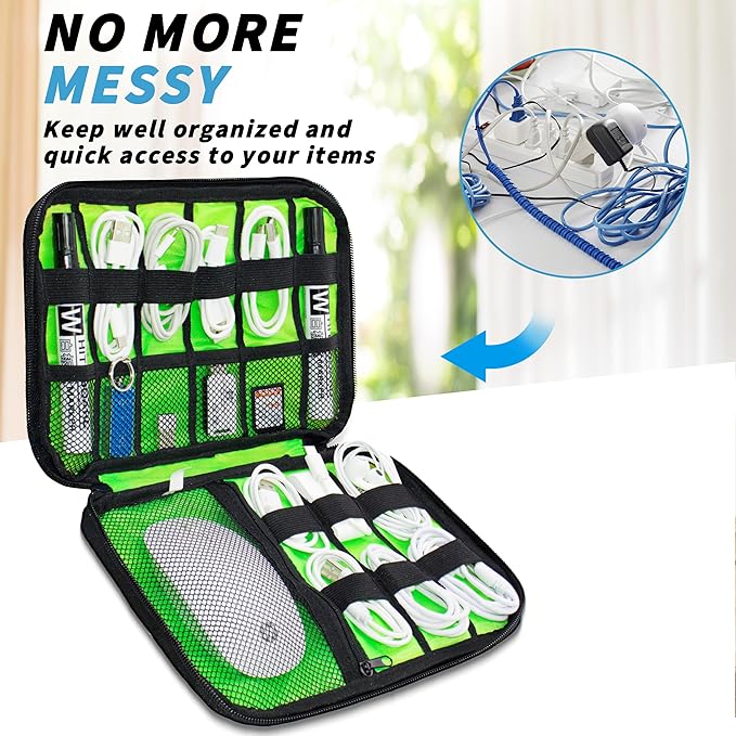 Electronics Organizer, Travel Cord Organizer Pouch, Portable Cable Organizer Bags, Travel Electronic Accessories Storage Case for Cables, Cords, Charger, Phone (Black)