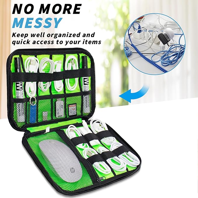 Electronics Organizer, Travel Cord Organizer Pouch, Portable Cable Organizer Bags, Travel Electronic Accessories Storage Case for Cables, Cords, Charger, Phone (Rosered)