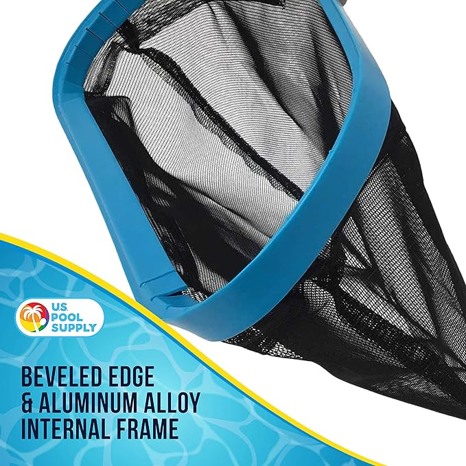 U.S. Pool Supply Pool Skimmer Net - Heavy Duty 19" Pool Net Skimmer Rake, Reinforced Frame & Handle - Fine Mesh Netting Bag - Inground Swimming Pools Nets, Cleaning Leaves Leaf Debris Spa Hot Tub Pond