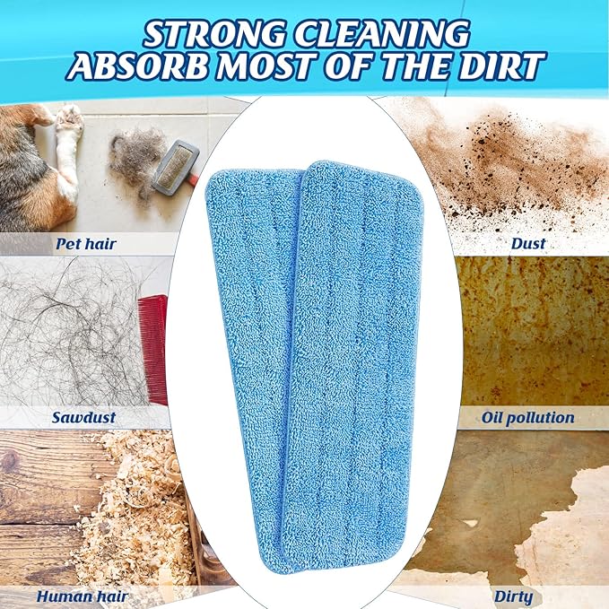 Gandeer 48 Pcs Microfiber Mop Pads Machine Washable Cleaning Flat Mop Head Replacement Reusable Household Pads for Hardwood and Hard Surface Floor Cleaning and Scrubbing