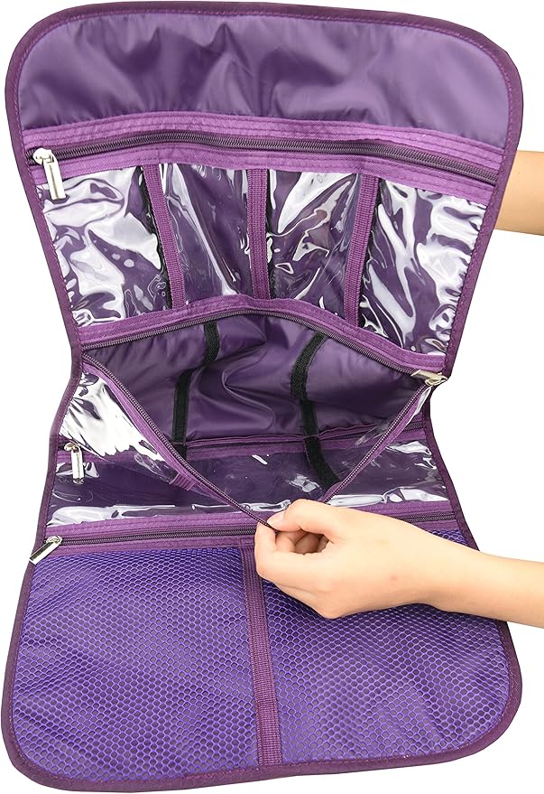 Freegrace Premium Hanging Toiletry Travel Bag - Cosmetic, Jewelry, Toiletry & Accessory Storage Organizer Bag, Large Size, Various Compartments