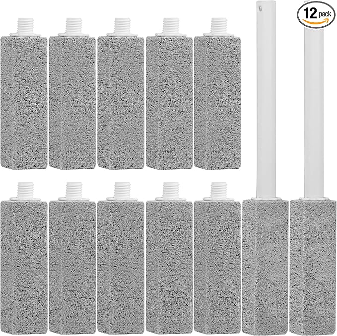12 Packs Pumice Cleaning Stone with Extra Long Handle, Pumice Stone for Toilet Bowl Clean for Cleaning Toilets, Bathtubs, Grills, Swimming Pools, Sinks